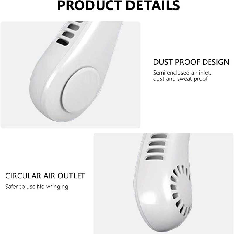 Portable Bladeless Air Cooling Neck Fan. مروحة تبريد للرقبة بدون شفرات محمولة