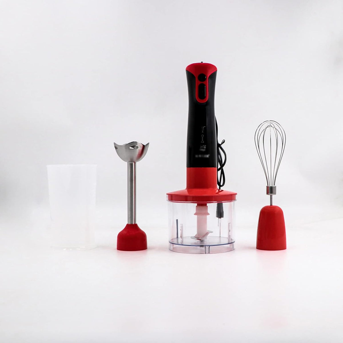 600W Powerful Hand Blender Stick Immersion Blender with Mixing Cup Chopper Whisk Variable Speeds Cooking Machine Juicer,Red