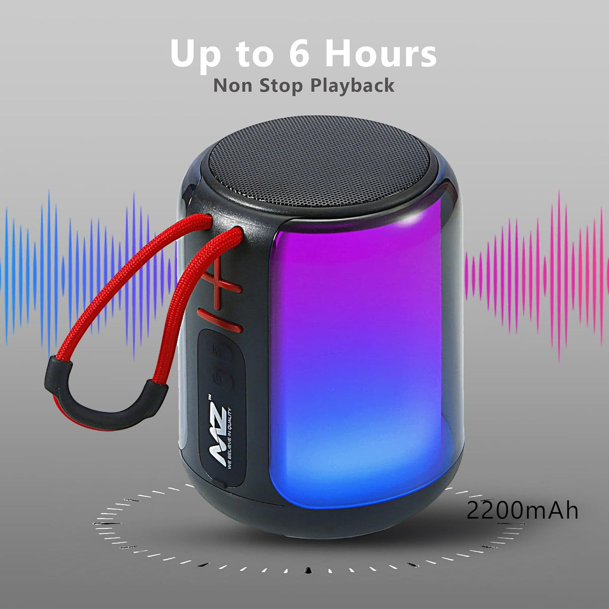 Portable Bluetooth Speaker with Disco Light