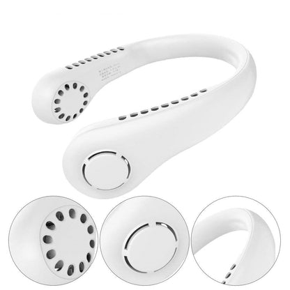 Portable Bladeless Air Cooling Neck Fan. مروحة تبريد للرقبة بدون شفرات محمولة