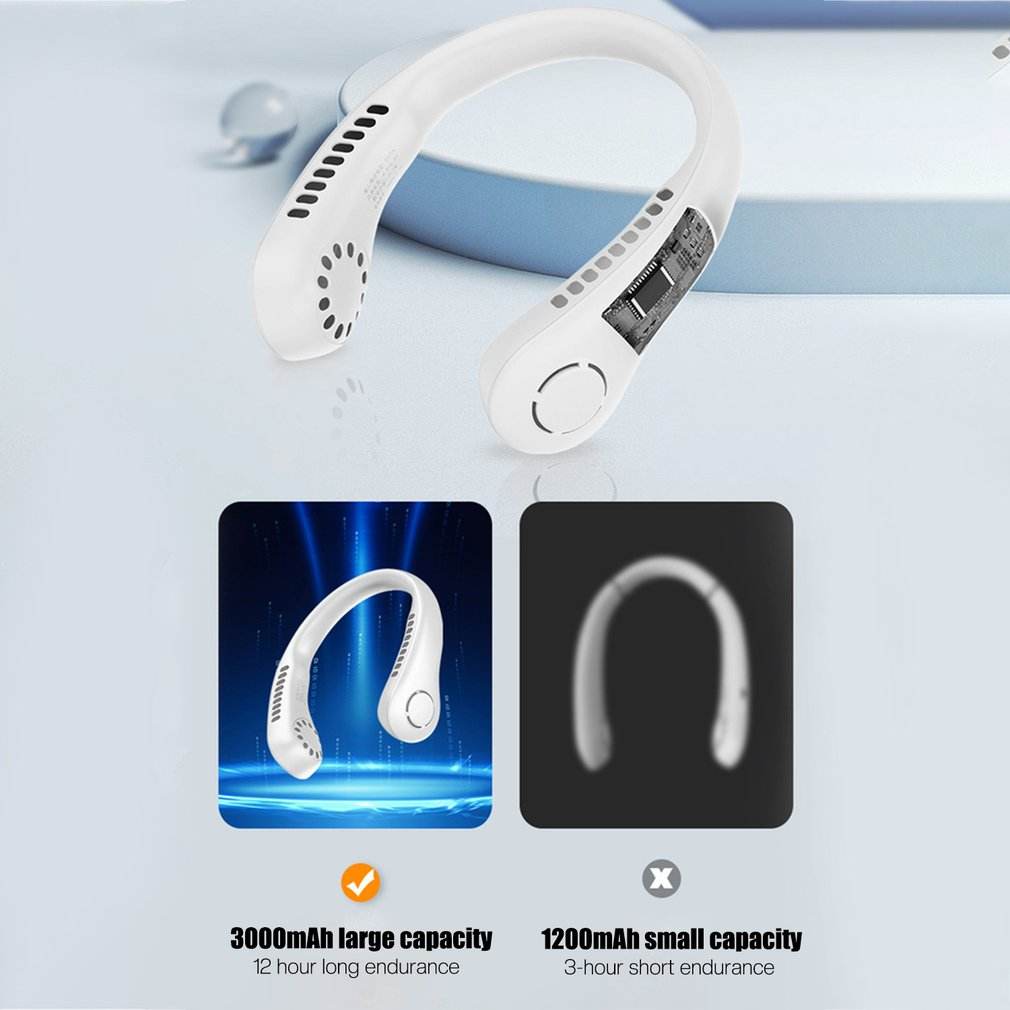 Portable Bladeless Air Cooling Neck Fan. مروحة تبريد للرقبة بدون شفرات محمولة