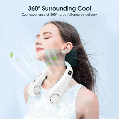 Portable Bladeless Air Cooling Neck Fan. مروحة تبريد للرقبة بدون شفرات محمولة