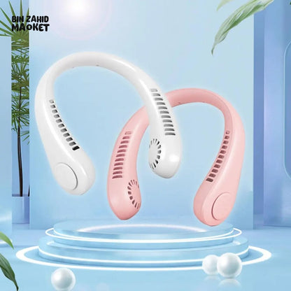 Portable Bladeless Air Cooling Neck Fan. مروحة تبريد للرقبة بدون شفرات محمولة