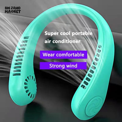 Portable Bladeless Air Cooling Neck Fan. مروحة تبريد للرقبة بدون شفرات محمولة