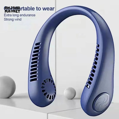 Portable Bladeless Air Cooling Neck Fan. مروحة تبريد للرقبة بدون شفرات محمولة